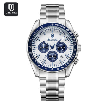 Montre à quartz pour homme, de marque de luxe, étanche et luminescente, en acier inoxydable, dotée d'un chronographe 24 heures et d'un affichage de la date – Montre élégante pour homme