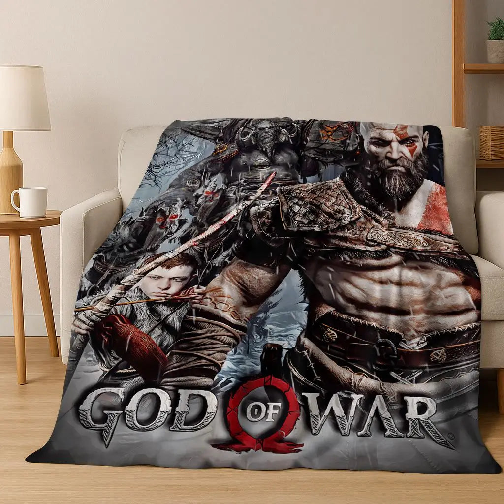 Classics God of War Kratos 3A játékos flanel takaró, meleg és kényelmes, puha takaró otthoni használatra, hálószobába, ágyra, kanapéra, gyerekeknek ajándékba