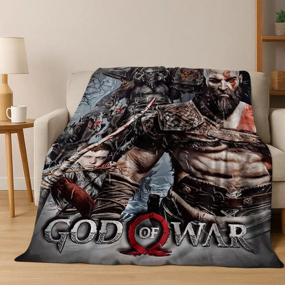 Classics God of War Kratos 3A játékos flanel takaró, meleg és kényelmes, puha takaró otthoni használatra, hálószobába, ágyra, kanapéra, gyerekeknek ajándékba