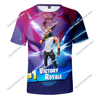 T-shirt 3D Battle Royale Fortnite — T-shirts para Homem e Mulher, Rapazes e Raparigas, Tops Cartoon Victory, Roupa Teen, Crianças, Herói de Jogo, T-shirts e Tops