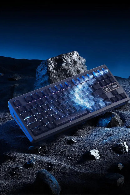 Teclas PBT transparentes con degradado galaxia morado y grabado lateral, 135 teclas, compatibles con teclado mecánico de 60/64/84/98/108 teclas