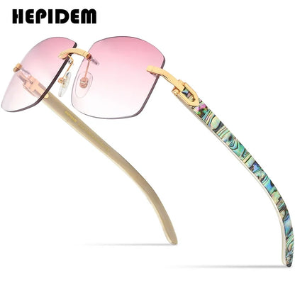 HEPIDEM bivalyagancs szemüveg férfiaknak, híres márka, keret nélküli napszemüveg nőknek, luxus szemüveg, agancs keretű, keret nélküli Buffs szemüveg