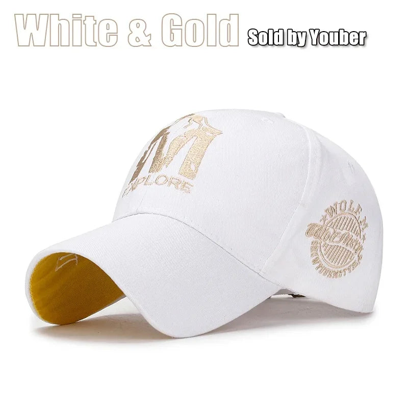 M letter Wolf Totem Embroidery Cotton Adjustable Hard Top Baseball Cap Sun Hat Trucker Caps Dad Hats