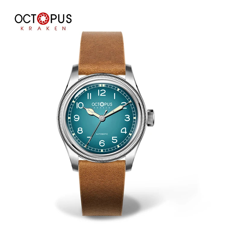 Octopus Kraken 38mm Pilot Watch Retro Stainless Steel PT5000 Movement Automatic Mechanical Wristwatch Luminous Dive Watch Man