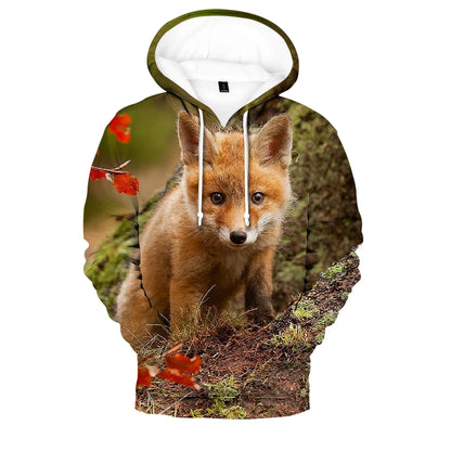 Popularne bluzy z kapturem i bluzy Hip Hop Novelty z wygodnym nowym nadrukiem 3D Fox, dla mężczyzn/kobiet, dorosłych/dzieci, casualowe bluzy wkładane przez głowę