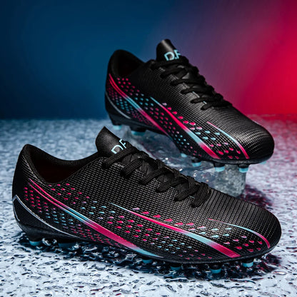 High Top Waterproof Football Boots Men Anti Slip Durable Spikes Design Breathable Lining Outdoor Grass Court Professional Soccer