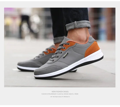 YRZL Herrenschuhe Frühling Herbst Wasserdichte Walking-Sneaker Freizeit-Ledersportschuhe für Herren Rutschfestes Schuhwerk Tennis für Herren