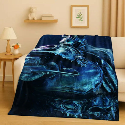 3D WOW World of Warcraft Game Demon Hunter Arthas Cartoon Flannel Blanket,Ultra Soft Plush Throw for Home Bedroom Bed Sofa Cover