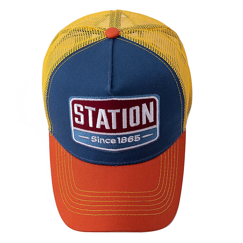 Hot Sale Unisex Baseball Cap Classic STATION Letter Pattern Mesh Cap Men And Women Breathable Streetwear Summer Trucker Hat