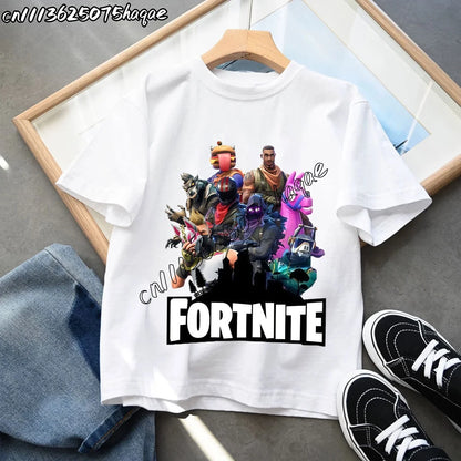 Neue Fortnite-Sommer-T-Shirts für Kinder, Cartoon-Figur-Grafik-T-Shirt, lässige Sport-Kurzarmtops für Jungen