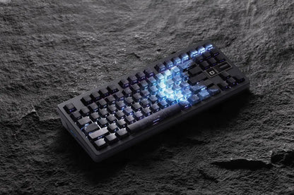 Teclas PBT transparentes con degradado galaxia morado y grabado lateral, 135 teclas, compatibles con teclado mecánico de 60/64/84/98/108 teclas