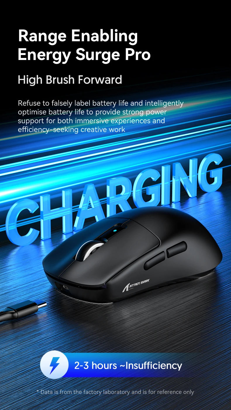 ATTACK SHARK R6 PAW3950MAX Wireless Gaming Mouse, 8Khz Polling, Ultralight 39g, Nordic 52840 MCU,  Omron Optical Microswitches