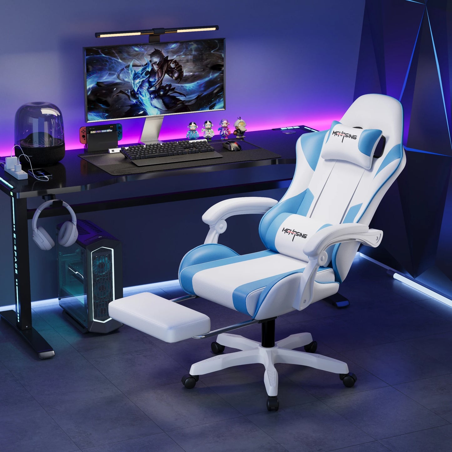 Ergonomická moderní otočná židle pro kancelář i domov – e-sportovní herní židle s kolečky v otočném stylu, počítačová herní židle