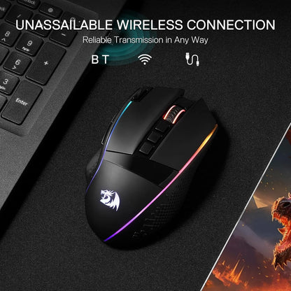 Mysz gamingowa Redragon M991 Wireless 26000 DPI, 3 tryby, 9 przycisków makro, podświetlenie RGB, czarna