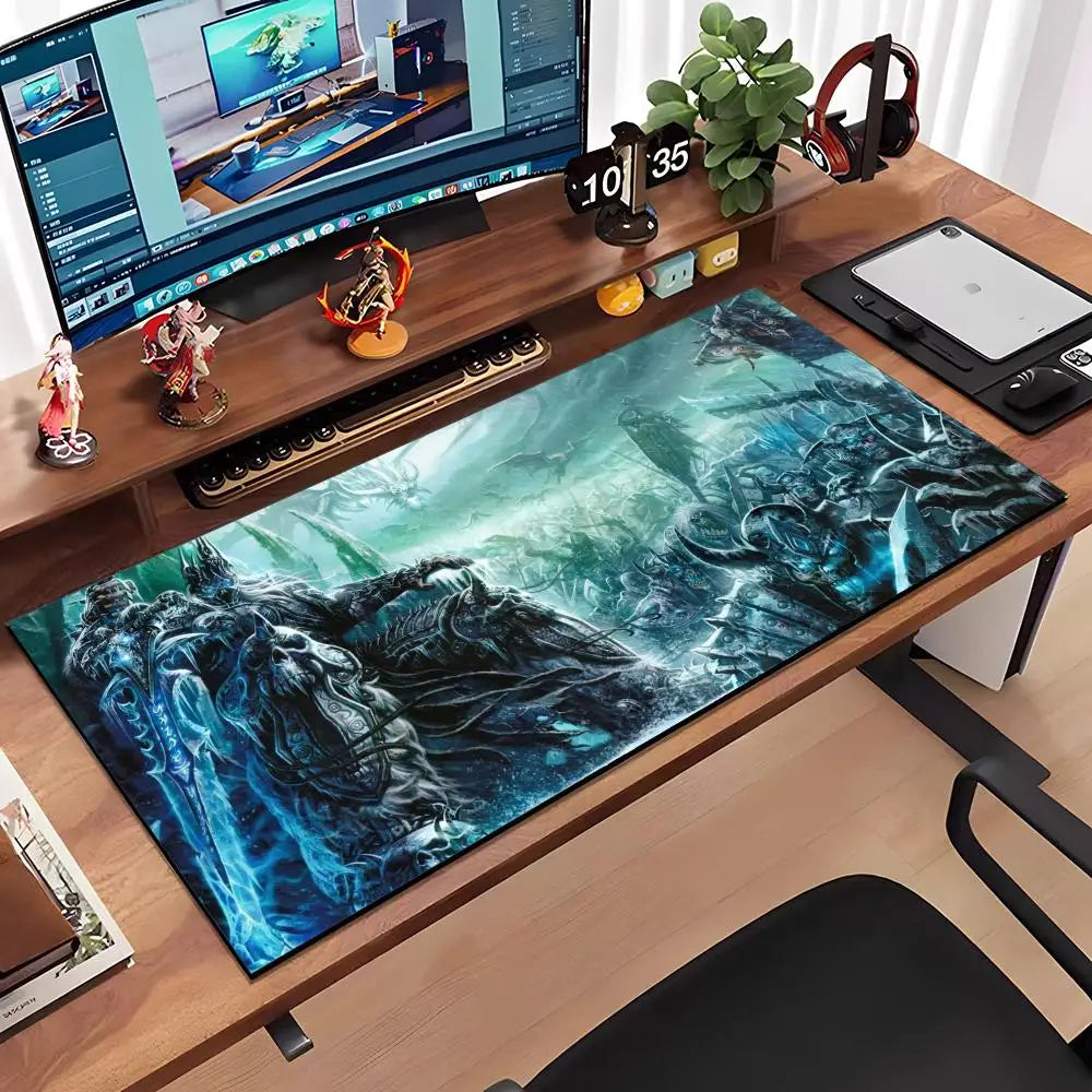 World Of Warcraft Wrath Of The Lich King Mouse Pad Large Anti-Slip Rubber Gaming MousePad Durable Desk Pad Thick Seam Edge Suita