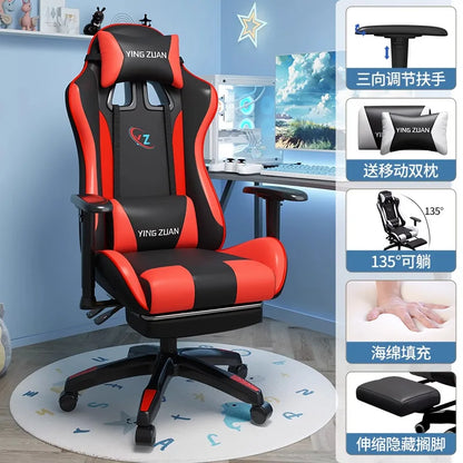 Herní židle Počítačová židle Pohodlné polohovací sedadlo Game LIVE Na kolej, pro studenty i domácnost Ergonomie pro dlouhé sezení
