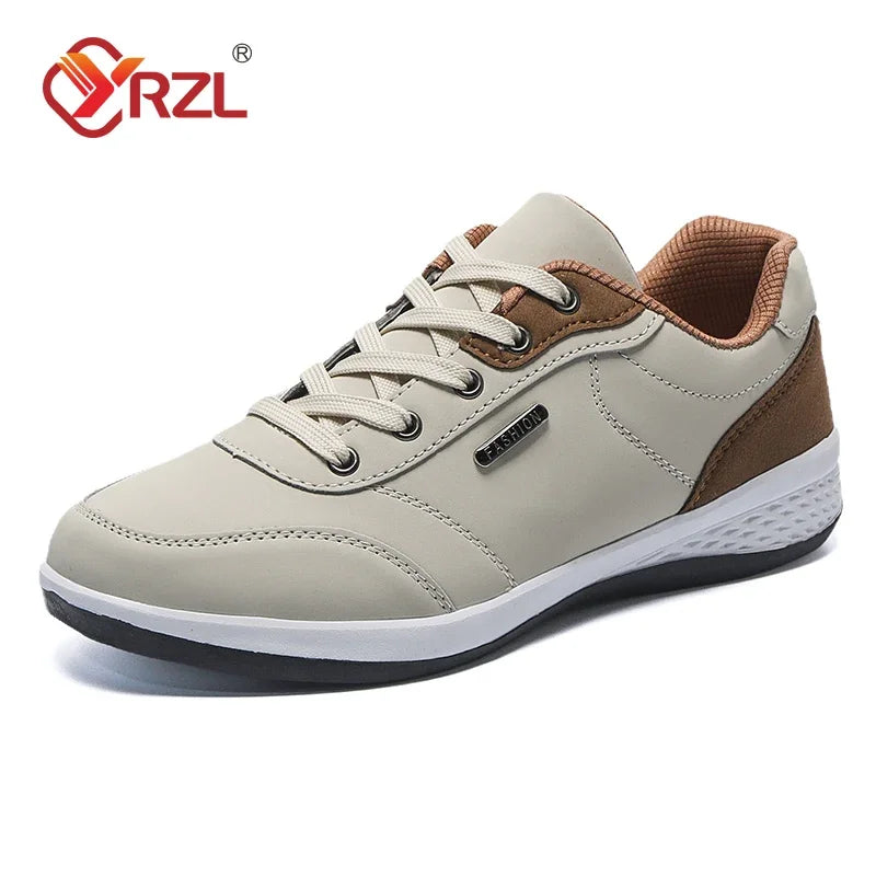 YRZL Herrenschuhe Frühling Herbst Wasserdichte Walking-Sneaker Freizeit-Ledersportschuhe für Herren Rutschfestes Schuhwerk Tennis für Herren