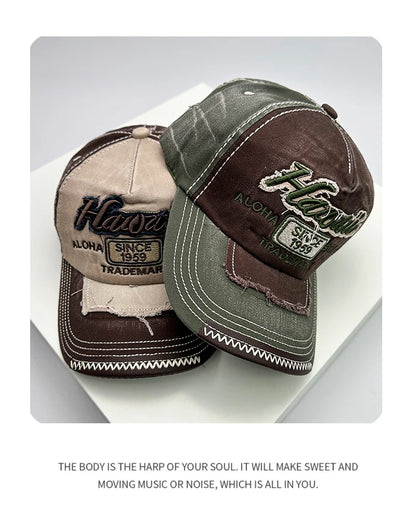 Gorras de béisbol vintage coreanas lavadas para hombre y mujer, de algodón, con cierre snapback, bordado de letras, versátiles, modernas e informales con efecto desgastado