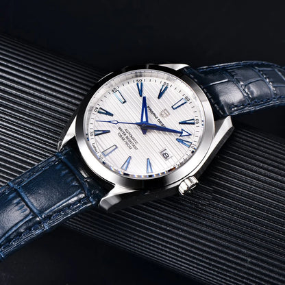Luxe herenhorloge van PAGANI DESIGN – Mechanisch automatisch model (kaliber 8215), van roestvrij staal, waterdicht, met datumweergave en lichtgevende wijzers