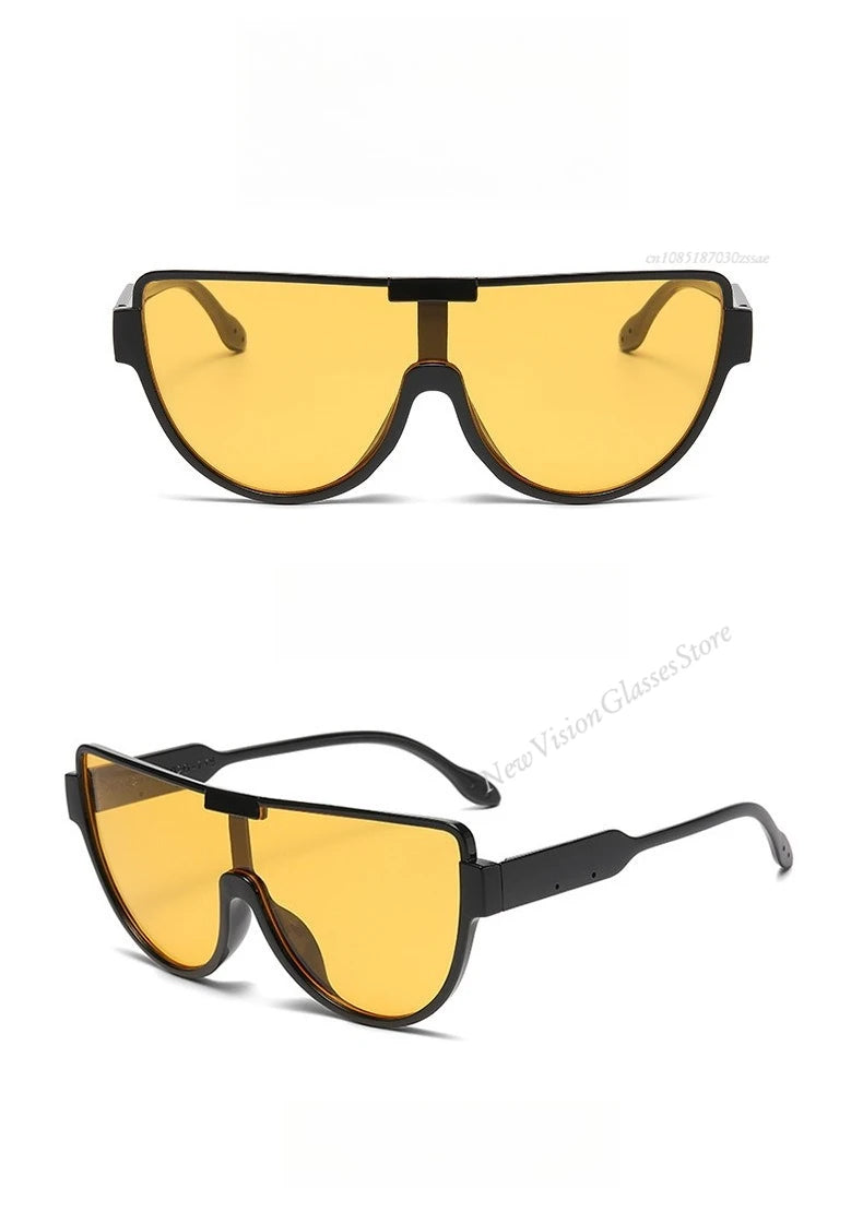 2025 New Design Monoblock Semi-round Sunglasses Designer Half Frame Goggle Shades Outdoor Oversized Sun Glasses for Women & Men