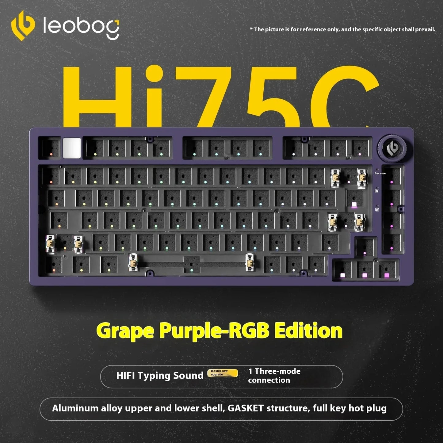 LEOBOG Hi75C Mechanical Keyboard 3Mode/Wired kit Hot Swap With Knob RGB Aluminium Alloy Gasket Hi75C Keyboard Kit PC Custom Gift