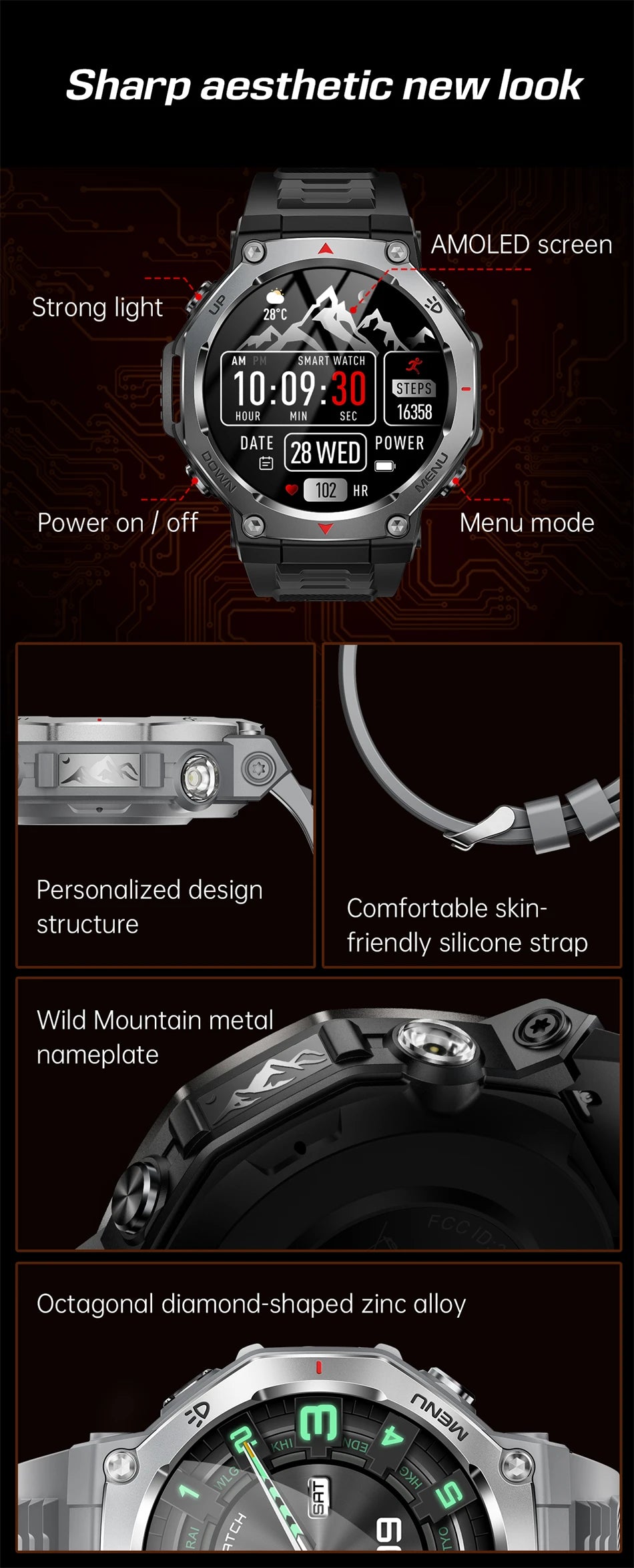 T-Rex 3 Military Smartwatch for Men  GPS Sports Tracker, 5ATM Waterproof, Heart Rate Monitor & Bluetooth Calling