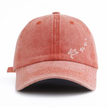 1pc Turtle Print Washed Baseball Cap for Adults,Minimalist Retro Style Casual Soft Adjustable Dad Hat,Perfect As Gift