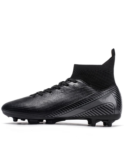 Chaussures de football pour adultes débutants AG FG, tige extensible en PU, coussin en TPU, crampons longs antidérapants, durables, pour entraînement sur gazon, niveau d'entrée