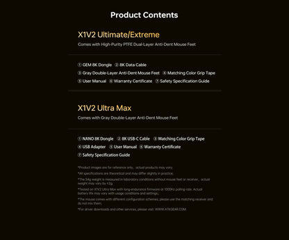ATK Blazing Sky X1 V2 Ultimate Dual Mode trådløs mus, letvægtsdesign, PAW3950 Ultra, Dual 8K HZ, lav latenstid, tilpasset ergonomisk mus