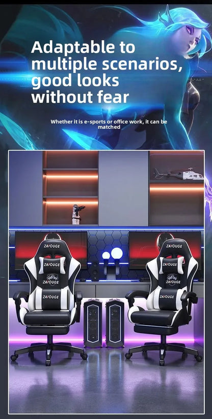 Silla gaming ergonómica para oficina en casa, largas jornadas y streamers, ajustable, reclinable, ligera y duradera