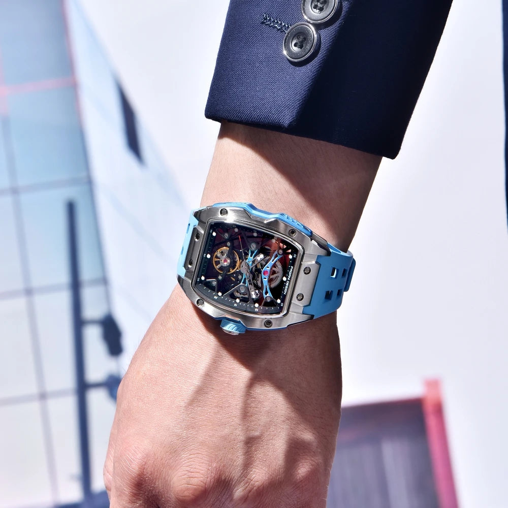 PAGANI DESIGN 42 mm-es új Alien modell, átlátszó hátlapos, átlátszó szerkezetű luxus férfi karóra, zafírüveges, automata férfi karóra