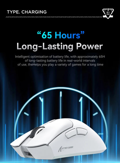 Attack Shark R1 Wireless Mouse Bluetooth Gaming Mouse,Viral Mouse Reviewed by Influencers PAW3311 Sensor,1000Hz Return-rate