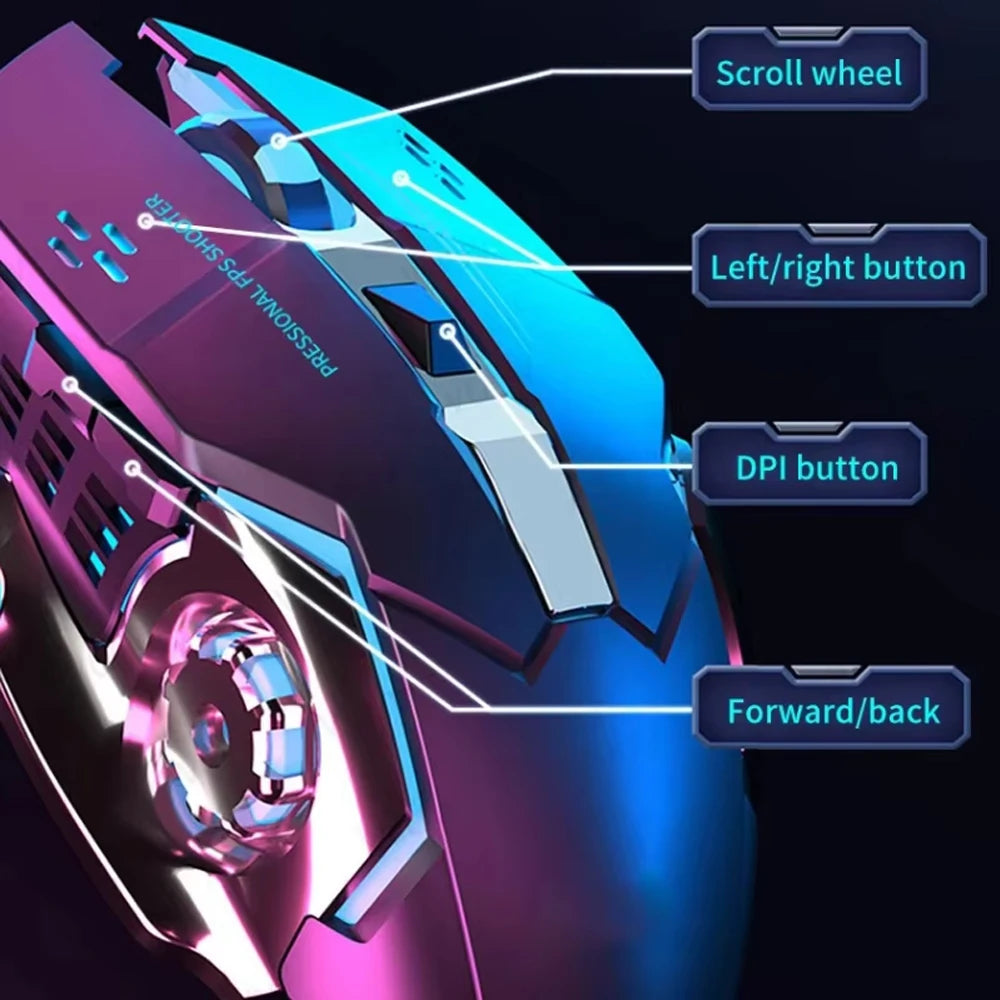 Kabellose Bluetooth-Maus 2.4G USB Mecha Gaming-Maus, wiederaufladbar, leise, mit Hintergrundbeleuchtung, ergonomische Büromaus, Gaming-Zubehör
