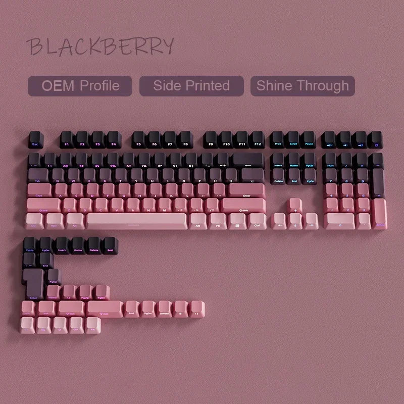 New 133 Key Gradient Gray PBT Double Shot Keycap Side Print Shine Through Backlit Keycaps For Cherry Gamer Mechanical Keyboard