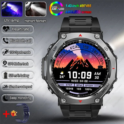 T-Rex 3 Military Smartwatch for Men  GPS Sports Tracker, 5ATM Waterproof, Heart Rate Monitor & Bluetooth Calling