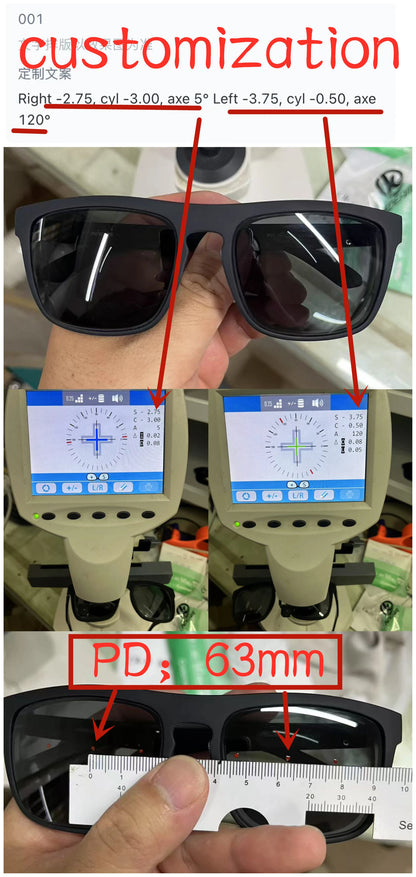 Outdoor Sport Square Myopia Lens Prescription Sunglasses Men Polarized Driving Anti-Glare Myopes Lunettes 0 -0.5 -0.75 Hoz -6.0