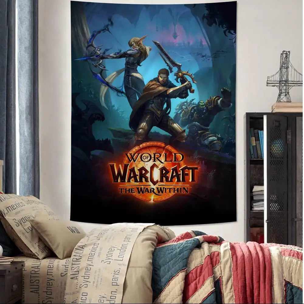 Vruća igra World of Warcraft, veliki zidni tapiserija s printom, jeftini hipi zidni ukrasi, boemski zidni tapiserije, mandala, kućni dekor