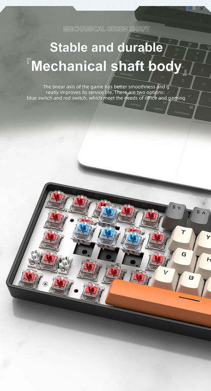 APAYADO K61 60% Mini bedraad mechanisch gamingtoetsenbord Phantom RGB, 61 toetsen, red/blue switch, ergonomisch, draagbaar voor pc/laptop