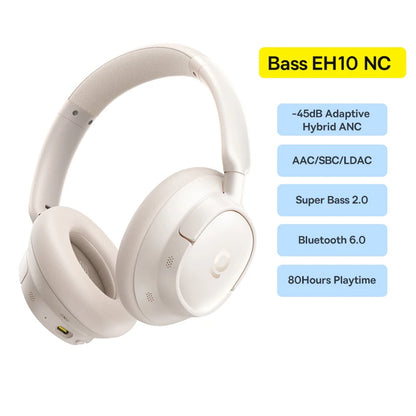 Baseus Bass EH10 NC Wireless Headphones Bluetooth 6.0 Noise Canceling 45dB Over Ear Headset Spatial Audio Earphone 80H Time