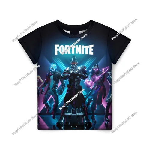 Лятна модна детска тениска с Fortnite талисман и 3D принт, ежедневна T-shirt за момчета и момичета, унисекс детско облекло, горнище