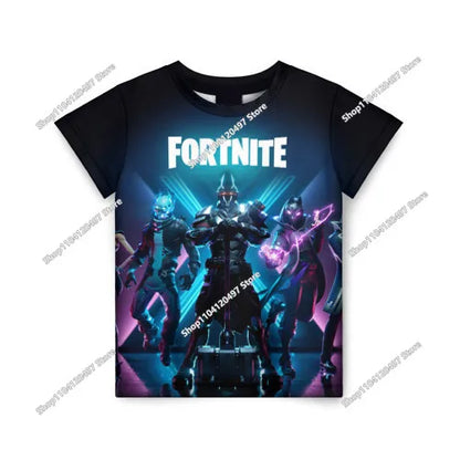 Лятна модна детска тениска с Fortnite талисман и 3D принт, ежедневна T-shirt за момчета и момичета, унисекс детско облекло, горнище
