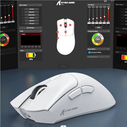 Mysz Bluetooth ATTACK SHARK R1 – viralowa mysz recenzowana przez influencerów, oryginalna prosto od marki, sensor PAW3311 z 1K Hz do gamingu