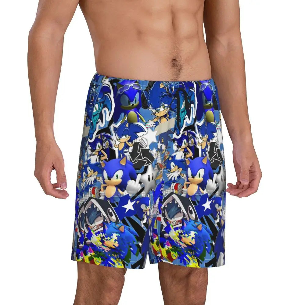 Custom Shadow The Hedgehog Sonic Poster Short Pajama Pants Men Sleepwear Sleep Lounge Bottom Shorts Sleeping Pants