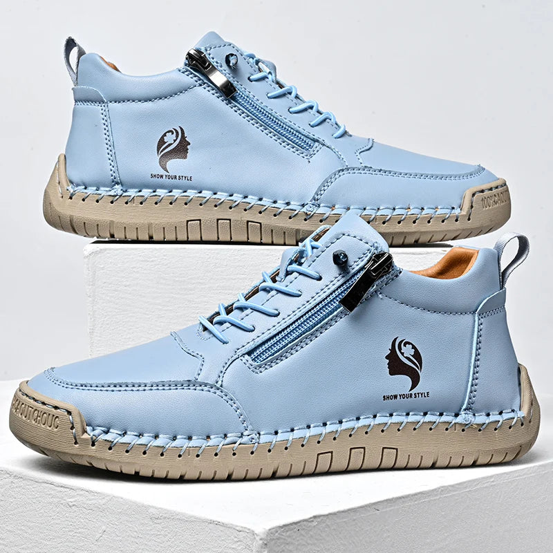 Femmes à la main en cuir chaussures décontractées mode femmes bottines en plein air antidérapant chaussures pour femmes Style britannique rétro femmes bottes