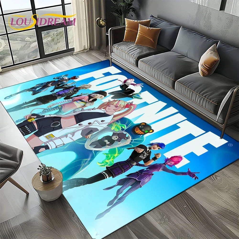 2025 Games 3D F-Fortnite Cartoon Carpet Rug for Living Room Bedroom Home Sofa Decoration, Kids Play Area Rug Non-slip Floor Mat