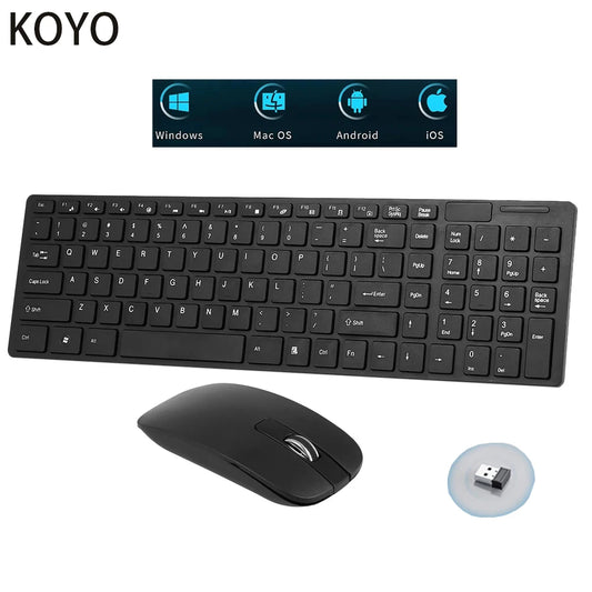 New 2.4G Wireless Keyboard and Mouse Set for Laptop iPad PC Desktop for Android iOS Windows