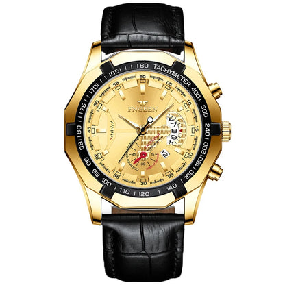 Orologio da polso al quarzo di lusso BINBOND da uomo, luminescente, impermeabile, con datario automatico, in acciaio inossidabile
