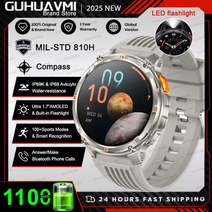 2026 T-Rex 3 Style Smartwatch for Men  1100mAh Battery, GPS, 10ATM Waterproof, Bluetooth Calling & Sports Tracker
