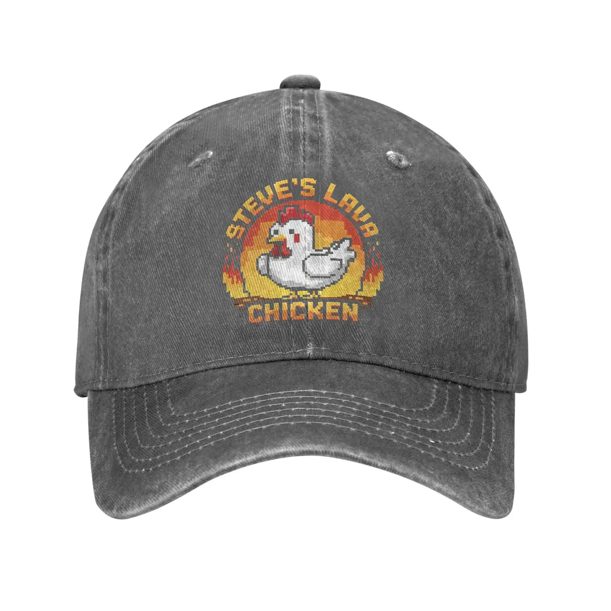 Unisex Chicken Jockey Lava Chicken Print Steves Hat Fashion Distressed Washed  Baseball Cap Adjustable