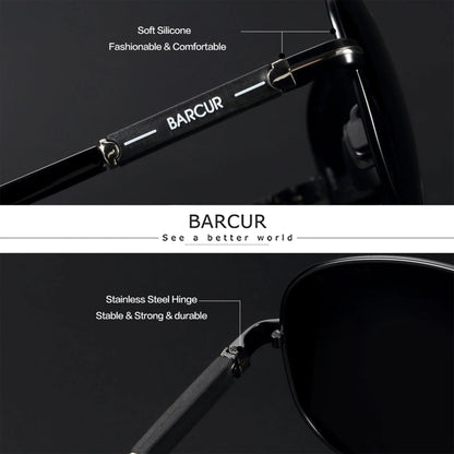 BARCUR polarizált férfi napszemüveg, pilóta napszemüveg férfiaknak, kiegészítők, vezetéshez, horgászathoz, túrázáshoz, szemüveg, Oculos, Gafas De Sol